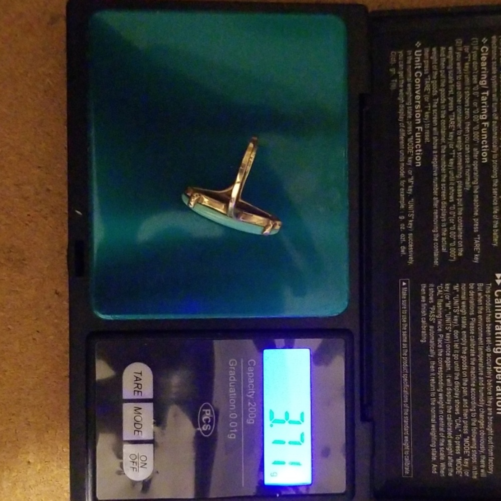 14k blue turquoise yellow gold ring, sz6 - Picture 5 of 6